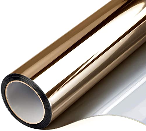 KFXYSM Spiegelfolie Fenster,Fensterfolie Schwarz-Silber-Selbstklebender Glas-Aufkleber Vinyl One-Way Vision Mirror Effect Window Tint Film Uv. Ablehnungswärmekontrolle for Zuhause(Brown,60x200 cm) von KFXYSM