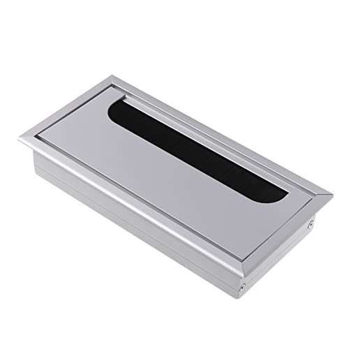 Kabeldurchführung Schreibtisch,Kabeldurchlass Aluminiumlegierung Rechteck Draht Kabelhalter Tüllenbohrungsabdeckungsauslassanschluss mit schwarzem Pinsel for Pc. Büroetischschalter.(Silver,80x80mm) von KFXYSM