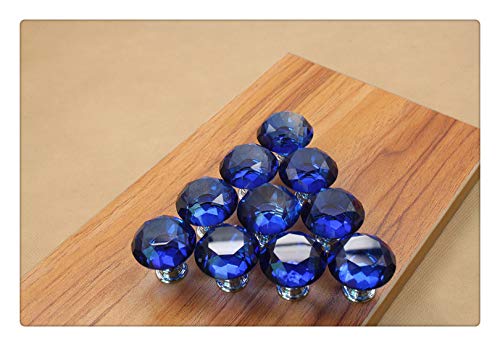 KFZ HAO-701 Kristallgriffe, runde Einloch-Schubladengriffe, bunte Kinder-Türknäufe, Schrank-Hardware, 1 Stück (Φ 3,5 cm - H 4,5 cm, blau) von KFZ
