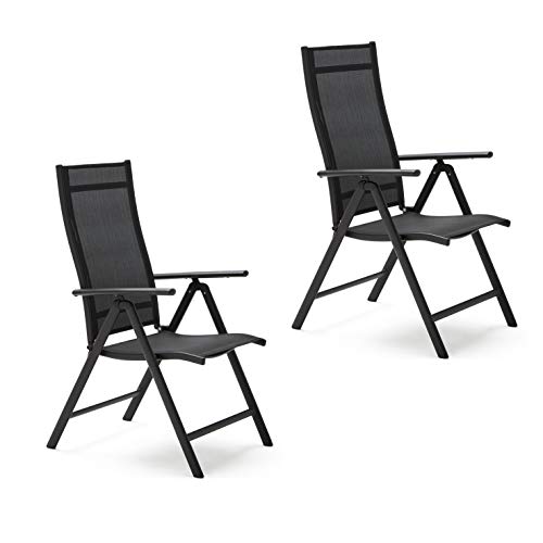 KG KITGARDEN - 2er-Pack Klappsessel, Verschiedene Positionen, Terrasse/Garten, schwarz, Lax von KG KITGARDEN