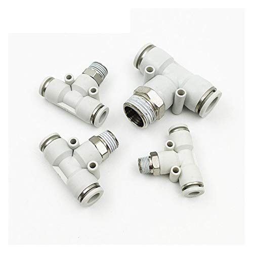 KG7HQRP 10 Stück weiße APB PB4-M5 6 01 8 02 10 03 12 04 pneumatische Multi-Size PB Push in PB Gewinde-Luftanschluss 3-Wege-T-Maschinenteile (Farbe: PB12 02) von KG7HQRP
