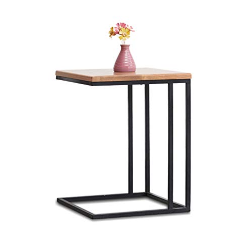 KG7HQRP C-Type Massivholz Beistelltisch Metall Nachttisch Ablagetisch Telefontisch Verwendbar für Nachttisch Sofa Lesen von KG7HQRP