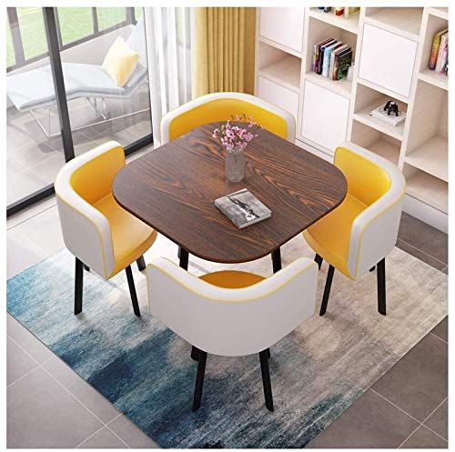 KG7HQRP Einfache Kombination aus Tisch und Stuhl, Büro, Konferenzraum, Freizeittisch, Balkon, Terrasse, Teetisch, Wohnzimmer, Küche (Farbe: Schwarz + Gelb) von KG7HQRP