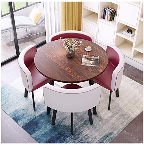KG7HQRP Einfache Kombination aus Tisch und Stuhl, Büro, Konferenzraum, Freizeittisch, Balkon, Terrasse, Teetisch, Wohnzimmer, Küche (Farbe: schwarz) (weiß + rot) von KG7HQRP