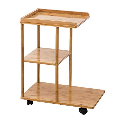 KG7HQRP Massivholz Sofa Beistelltisch Couchtisch Ablagetisch mit Rollen Wohnzimmer Schlafzimmer Walnuss von KG7HQRP