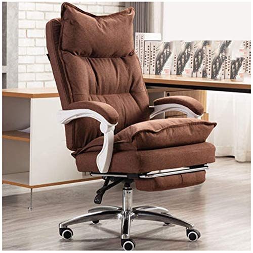 KG7HQRP Renovierung Haus Bürostuhl Arbeitszimmer Computerstuhl Stoff Boss Stuhl Liegestuhl Bürostuhl Drehstuhl Bequem Home Gaming Mittagspause Sitz Braun von KG7HQRP