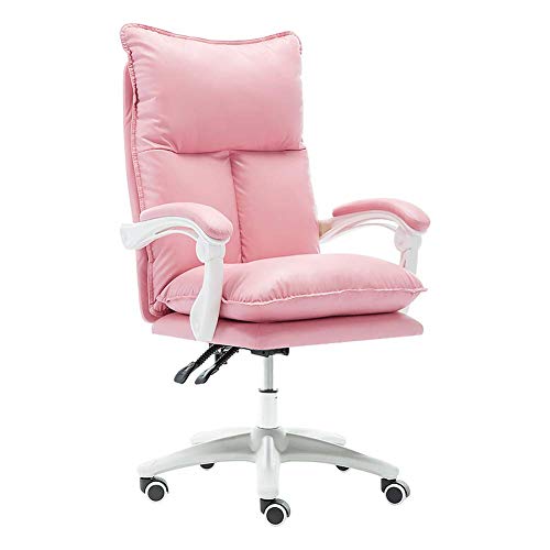 KG7HQRP Renovierung Haus Bürostuhl Gaming Stuhl Anker Live Stuhl Boss Büro Computer Stuhl Niedliches Mädchen mit Fußstütze Nylon Fuß Beige von KG7HQRP
