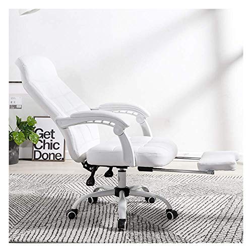 KG7HQRP Renovierung Haus Bürostuhl Leder Computerstuhl Ergonomischer Bürostuhl Boss Stuhl Game Chair Liegestuhl Drehstuhl Hebestuhl Weiß A von KG7HQRP