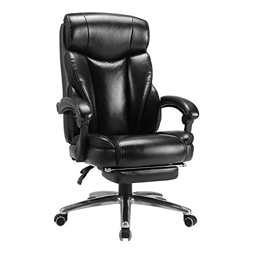 KG7HQRP Renovierung Haus Bürostuhl Liegestuhl Bürostuhl Lederstuhl Computerstuhl Boss Stuhl Home Reclining Drehstuhl mit Fußstütze Schwarz von KG7HQRP