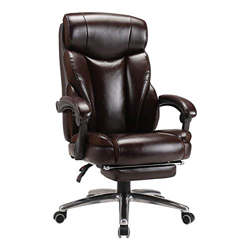 KG7HQRP Renovierung Haus Bürostuhl Liegestuhl Bürostuhl Lederstuhl Computerstuhl Boss Stuhl Home Reclining Drehstuhl mit Fußstütze Schwarz von KG7HQRP