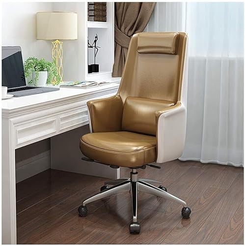 KG7HQRP Renovierung Haus Spiel Bürostühle mit Armlehnen Arbeitsstuhl Boss Stuhl Europäischer Stil Bürostuhl Einfacher Moderner Drehstuhl Computerstuhl Zuhause Braun von KG7HQRP