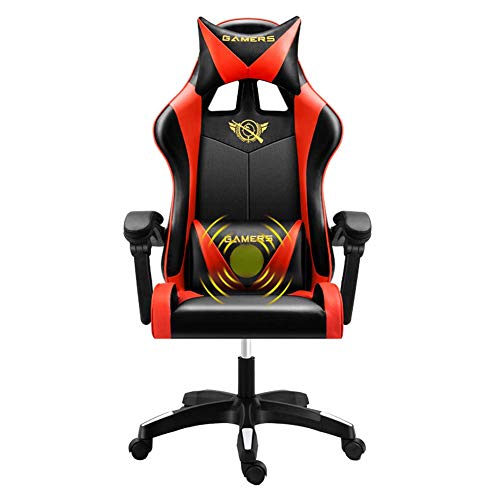 KG7HQRP Renovierung Haus Spiel Bürostühle mit Armlehnen Computerstuhl Home Massage Bürostuhl PU Leder Gaming Game Stuhl Ergonomische Liege Lift Stuhl Anker Racing Stuhl Rot Schwarz B von KG7HQRP