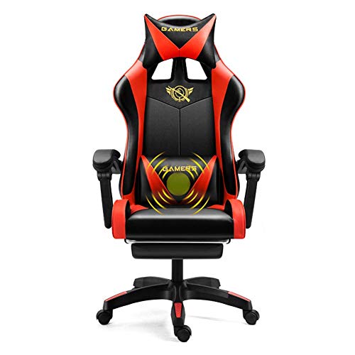 KG7HQRP Renovierung Haus Spiel Bürostühle mit Armlehnen Computerstuhl Home Massage Bürostuhl PU Leder Gaming Game Stuhl Ergonomische Liege Lift Stuhl Anker Racing Stuhl Rot Schwarz E von KG7HQRP