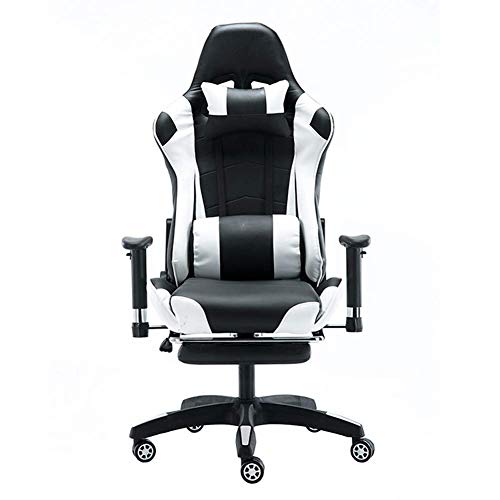 KG7HQRP Renovierung Haus Spiel Bürostühle mit Armlehnen PU Leder Computer liegend Boss Gaming Massage Stuhl Fußhocker Weiß von KG7HQRP