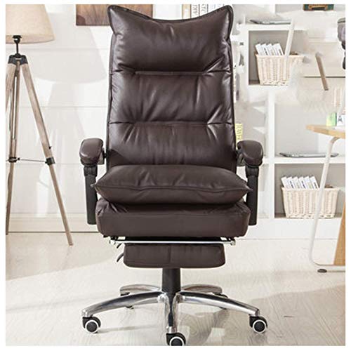 KG7HQRP Renovierung House Boss Stuhl Bürostuhl Arbeitszimmer Boss Stuhl Computerstuhl Drehstuhl Bürostuhl Leder Büro Liege Dicker Sitzender Bequemer Gaming-Stuhl Kaffee von KG7HQRP