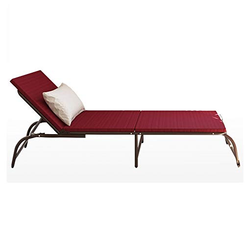 KG7HQRP Renovierungshaus Einfaches und l Klappbett Klappbett 6 Geschwindigkeiten verstellbare Rückenlehne Einzelessen Einfacher Bürostuhl Siesta Erwachsene Begleitbetten (Farbe: Rot, Größe: 187 x 65 x von KG7HQRP