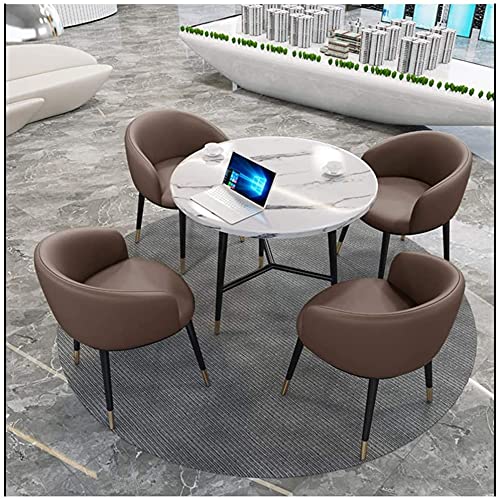 KG7HQRP Runder Tisch und Stühle Büro Freizeit Verhandlungstisch Café Teeshop Dessertladen Hotel Empfangsraum Konferenzraum (Farbe: Blau) (Braun) von KG7HQRP