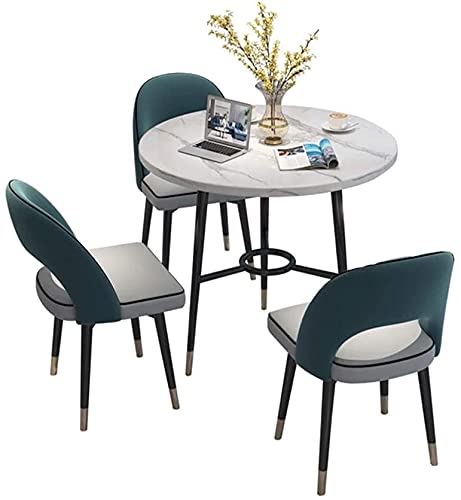 KG7HQRP Shop Tisch und Stuhl Kombination Business Reception Konferenz Verhandlungsgeschäft Haushalt Esstisch Freizeit 80 cm runder Tisch (Größe: 1+4) (1+3) von KG7HQRP