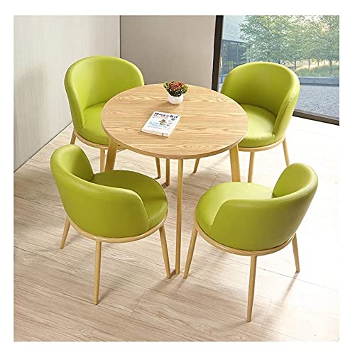 KG7HQRP Tisch- und Stuhlkombination, Bürotische und Stühle, Verhandlungstisch, Empfangsbereich, Leder, 80 cm, runder Tisch, einfacher Loungetisch (Farbe: grün) von KG7HQRP