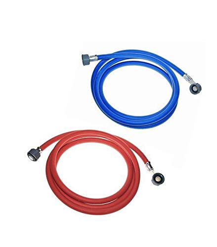 KGA SUPPLIES 2,5 m langer Waschmaschinen-Schlauch, Wasserfüllschlauch, 1 x Blau und 1 x Rot, kalt und heiß von KGA SUPPLIES