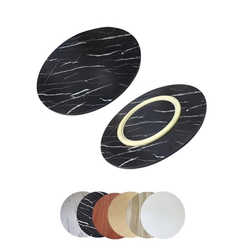 Holz Lazy Susan Drehplatte 60 70 80 cm Drehbare Servierplatte, Großer Esstisch Drehteller für Küche, Runder Tischplatte Drehtablett 360° Drehbare(Black,80cm/32) von KGAILL