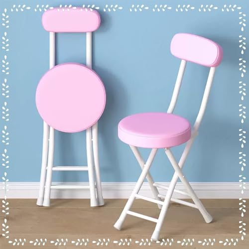 KGAILL Klappstuhl Gepolstert Sitz aus PU-Leder, Stabiler Klappstuhl mit Rückenlehne Sitzhöhe 45cm, Küchenstühle aus Metallrahmen für Zuhause Tresen Bistro (Color : Pink) von KGAILL