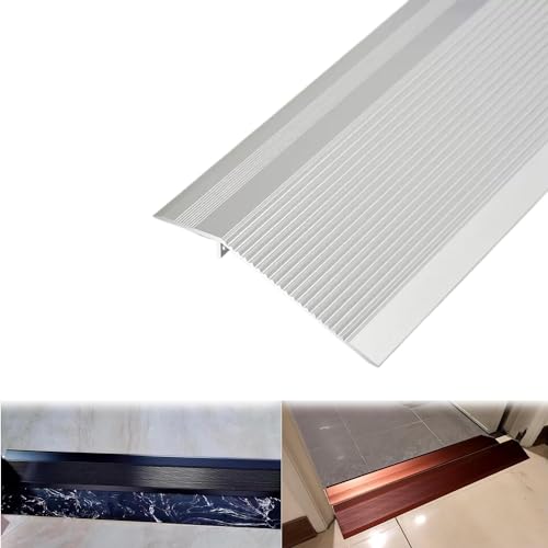 KGAILL Übergangsschiene Aluminiumprofil 8mm/40mm Bodenübergangsstreifen, Boden&Teppich Laminat Übergangsprofil Abdeckleiste Wasserdicht Breite 10cm (Color : Silver white, Size : 90CM-3ft) von KGAILL