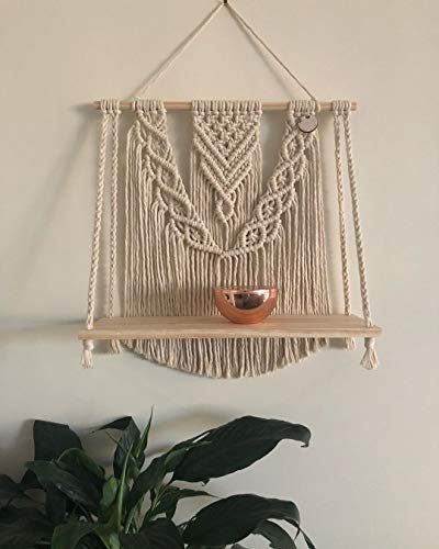 KGBFDX Böhmische Hölzerne Handgemachte Makramee Wand Hängen Seil Regal Tapisserie Wohnkultur Hängende Pflanzer Schwimmende Regal Home Storage Organizer 40 × 50 cm, Beige KGBFDX Böhmische Hölzerne Handgemachte Makramee Wand Hängen Seil Regal Tapisserie Wohnkultur Hängende Pflanzer Schwimmende Regal Home Storage Organizer 40 × 50 cm, Beige von KGBFDX