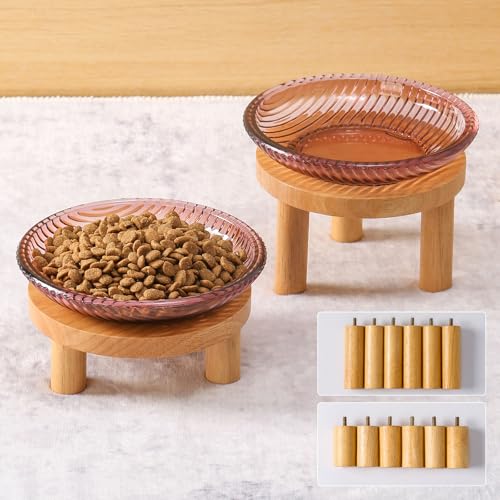 Katzennäpfe mit Holzständern Erhöhter Glasschnapper für Hauskatzen, 2 Stück, Violett Katzennäpfe mit Holzständern Erhöhter Glasschnapper für Hauskatzen, 2 Stück, Violett von KGCCIZI