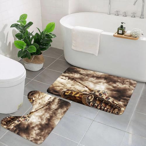 KGDHY Badezimmermatten-Sets 2-Teilig,Deutscher Panzer im Einsatz mit dunklen Wolken. Cloud dang. Wohnzimmer im Schlafsaal.,Bad und WC-Vorleger-Set,rutschfeste Badezimmerteppiche wasserabsorbierende KGDHY Badezimmermatten-Sets 2-Teilig,Deutscher Panzer im Einsatz mit dunklen Wolken. Cloud dang. Wohnzimmer im Schlafsaal.,Bad und WC-Vorleger-Set,rutschfeste Badezimmerteppiche wasserabsorbierende von KGDHY