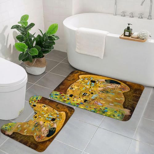 KGDHY Badezimmermatten-Sets 2-Teilig,Klimt inspirierte abstrakte Kunst Batik Malerei auf dem Gelände von Gustav Klimt,Bad und WC-Vorleger-Set,rutschfeste Badezimmerteppiche wasserabsorbierende KGDHY Badezimmermatten-Sets 2-Teilig,Klimt inspirierte abstrakte Kunst Batik Malerei auf dem Gelände von Gustav Klimt,Bad und WC-Vorleger-Set,rutschfeste Badezimmerteppiche wasserabsorbierende von KGDHY