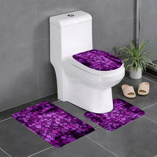 KGDHY Badezimmermatten-Sets 3-Teilig,Aubergine, Lila und Flieder,Bad und WC-Vorleger-Set,rutschfeste Badezimmerteppiche wasserabsorbierende von KGDHY
