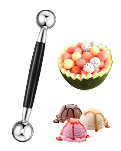 KGDUYC 1 Stücke Doppelseitig Aushöhllöffel Edelstahl Eisportionierer Set Kugelformer Melone Melonenausstecher Kugeln klein Melonenballer Melonenlöffel Melonenkugelausstecher für Gemüse Obst von KGDUYC