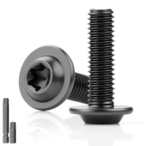 13 Stk Linsenkopfschrauben Schwarz M8x20MM Flachkopfschrauben mit Flansch Torx Schrauben 304 Edelstahl mit Scheibe A2 V2A Gewindeschrauben Vollgewinde Oxid mit 2pcs T40 Torx Schlüssel für Holz Gerüst von KGGZKG