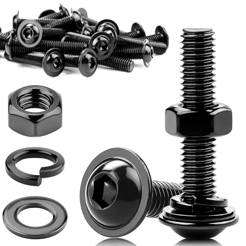 20 Stück Schrauben M5x40 Linsenkopfschrauben M5 Schrauben Schwarz Schrauben mit Muttern Flachkopfschrauben M5 Edelstahl A2 V2A Edelstahlschrauben Innensechskant Muttern Unterlegscheiben Sortiment Kit von KGGZKG