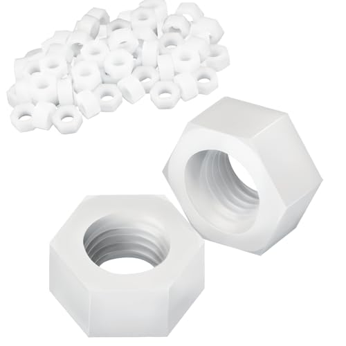 40 Stück Kunststoff Muttern M6 Mutter Kunststoffschrauben Nylon Sechskantmuttern Hex Nut Plastikmutter Sechskant Mutter Weiß für Gewindestangen Gewindebolzen Schrauben Unterlegscheiben von KGGZKG