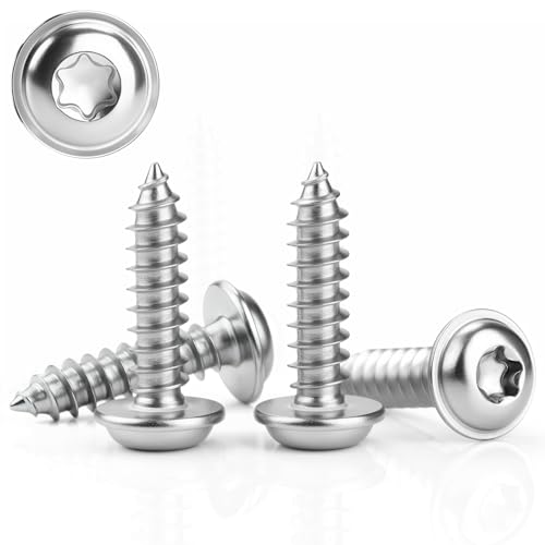 60 Stück Blechschrauben Edelstahl M5x20mm Linsenkopfschrauben Holz Tellerkopfschrauben Holzschrauben Flachkopf mit Scheibe 304 Rostfrei Selbstschneidende Torx A2 V2A Schrauben Vollgewinde(Silber) von KGGZKG