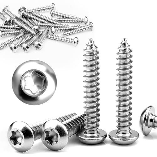 70 Stück Blechschrauben M4x35mm Edelstahl Linsenkopfschrauben Flachkopfschrauben Holz Vollgewinde Rundkopfschrauben Selbstschneidende Schrauben Torx für Spax Schrauben Akustikpaneele (Silber) von KGGZKG