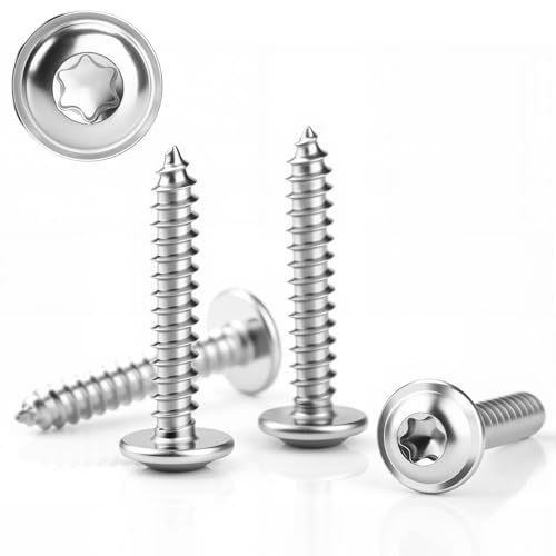 80 Stück Blechschrauben Edelstahl M3x20mm Linsenkopfschrauben Holz Tellerkopfschrauben Holzschrauben Flachkopf mit Scheibe 304 Rostfrei Selbstschneidende Torx A2 V2A Schrauben Vollgewinde(Silber) von KGGZKG