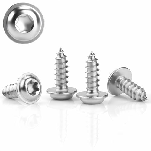 80 Stück Blechschrauben Edelstahl M4x10mm Linsenkopfschrauben Holz Tellerkopfschrauben Holzschrauben Flachkopf mit Scheibe 304 Rostfrei Selbstschneidende Torx A2 V2A Schrauben Vollgewinde(Silber) von KGGZKG