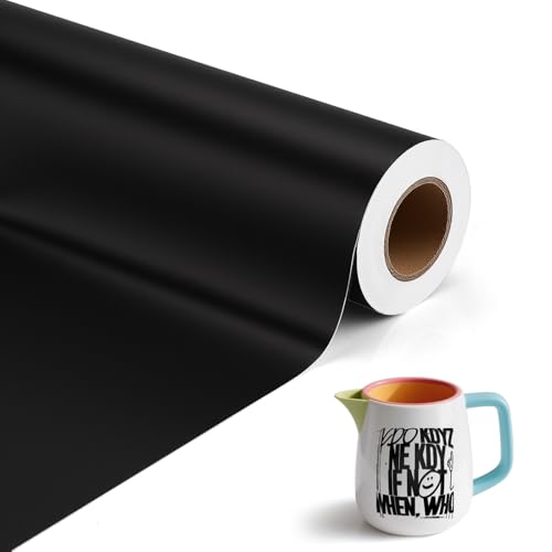Selbstklebend Vinylfolie Plotter 30.5 cm X 500cm Plotterfolie Vinyl Schwarze Matt Folie Wasserfeste Selbstklebend Permanente Klebefolie Autofolie Aufkleber Folie für Cricut Silhouette Cameo für Diy von KGGZKG