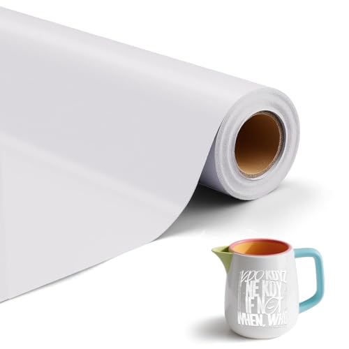 Selbstklebend Vinylfolie Plotter 30.5 cm X 500cm Plotterfolie Vinyl Weiß Matt Folie Wasserfeste Selbstklebend Permanente Klebefolie Autofolie Aufkleber Folie für Cricut Silhouette Cameo für Diy von KGGZKG