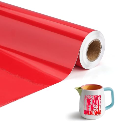 Selbstklebend Vinylfolie Plotter 30.5 cm X 501cm Plotterfolie Vinyl Rot glänzend Folie Wasserfeste Selbstklebend Permanente Klebefolie Autofolie Aufkleber Folie für Cricut Silhouette Cameo für Diy von KGGZKG