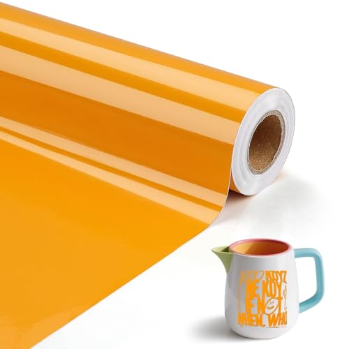 Selbstklebend Vinylfolie Plotter 30.5cm X 500cm Plotterfolie Vinyl Glänzend Gelbe Folie Wasserfeste Selbstklebend Permanente Klebefolie Autofolie Aufkleber Folie für Cricut Silhouette Cameo für Diy von KGGZKG