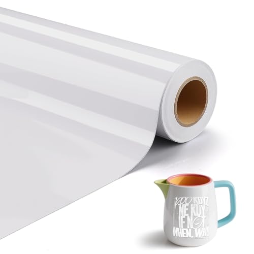 Selbstklebend Vinylfolie Plotter 30.5cm X 500cm Plotterfolie Vinyl Weiß Glänzend Folie Wasserfeste Selbstklebend Permanente Klebefolie Autofolie Aufkleber Folie für Cricut Silhouette Cameo für Diy von KGGZKG