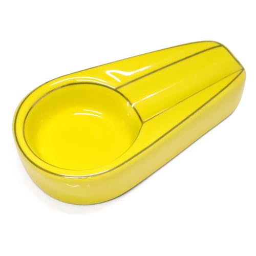 Zigarrenaschenbecher Gelb Retro Keramik 11.8x6.3x2.5cm Cigar Ashtray Gestaltung der Filzunterseite Single Classic Ceramic Aschenbecher Zigarren Aschenbecher für Draussen Innenbereich Zuhause Büro von KGGZKG
