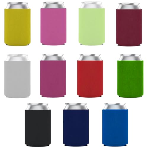 11 Pack Wiederverwendbare Bierkühler-Hülsen, Dosenkühler für Bier & Wasser, isolierende Getränkekühler, verschiedene Farben für Zuhause, Büro, Partys (12,7 x 5,71 cm) von KGJAXF