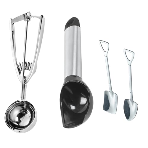 Edelstahl Trigger Eisportionierer Set - 4-teiliges Profi Keksschaufel, Sorbet & Backen mit rutschfestem Griff, spülmaschinenfest & müheloses Lösen Edelstahl Trigger Eisportionierer Set - 4-teiliges Profi Keksschaufel, Sorbet & Backen mit rutschfestem Griff, spülmaschinenfest & müheloses Lösen von KGJAXF