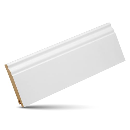 KGM Hamburger Sockelleiste Altberliner Profil – Weiß folierte MDF Fußbodenleiste – Maße: 2400 x 19 x 100 mm – 1 Stück von KGM