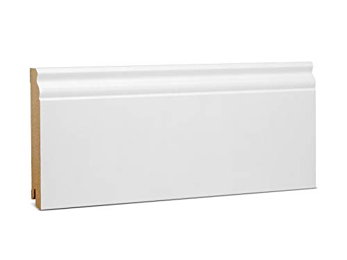 KGM Hamburger Sockelleiste Altberliner Profil – Weiß folierte MDF Fußbodenleiste – Maße: 2400 x 19 x 120 mm – 1 Stück von KGM